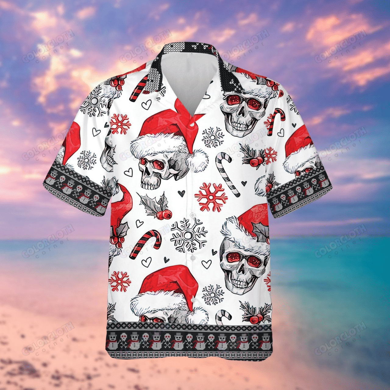 Santa Skull White Christmas Hawaii Ha1775