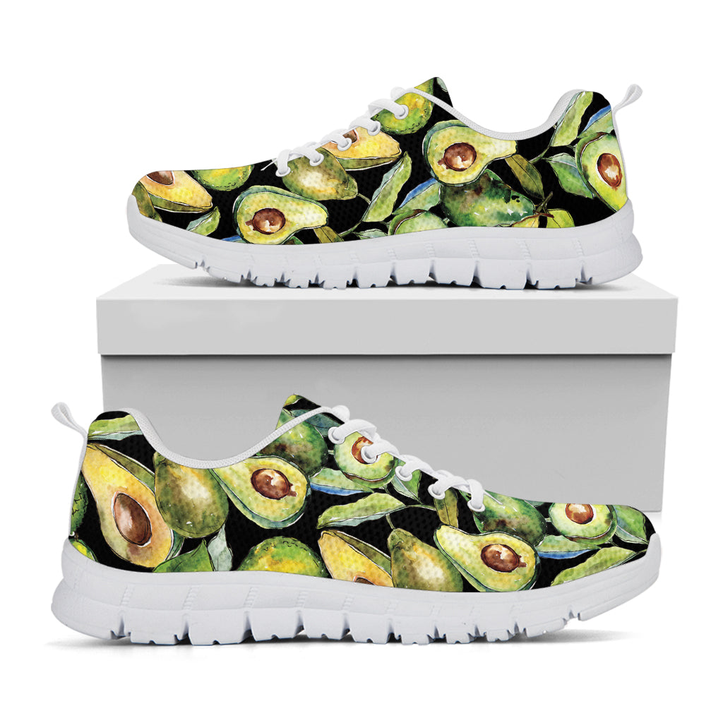 Watercolor Avocado Print White Sneakers