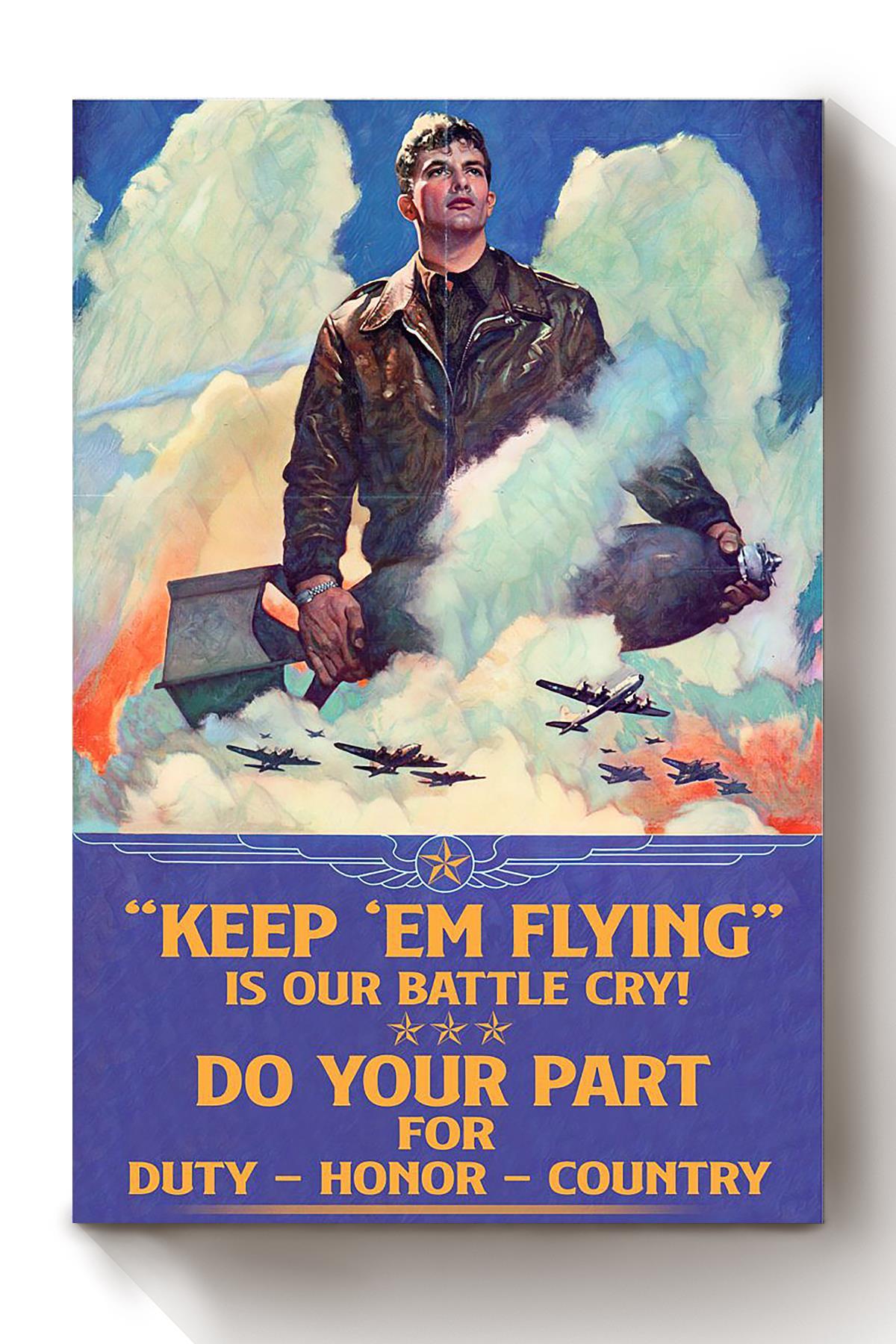 Air Force Do Your Part For Duty Honor Country Airplane Pilot Wall Art Home Decor Gift Canvas