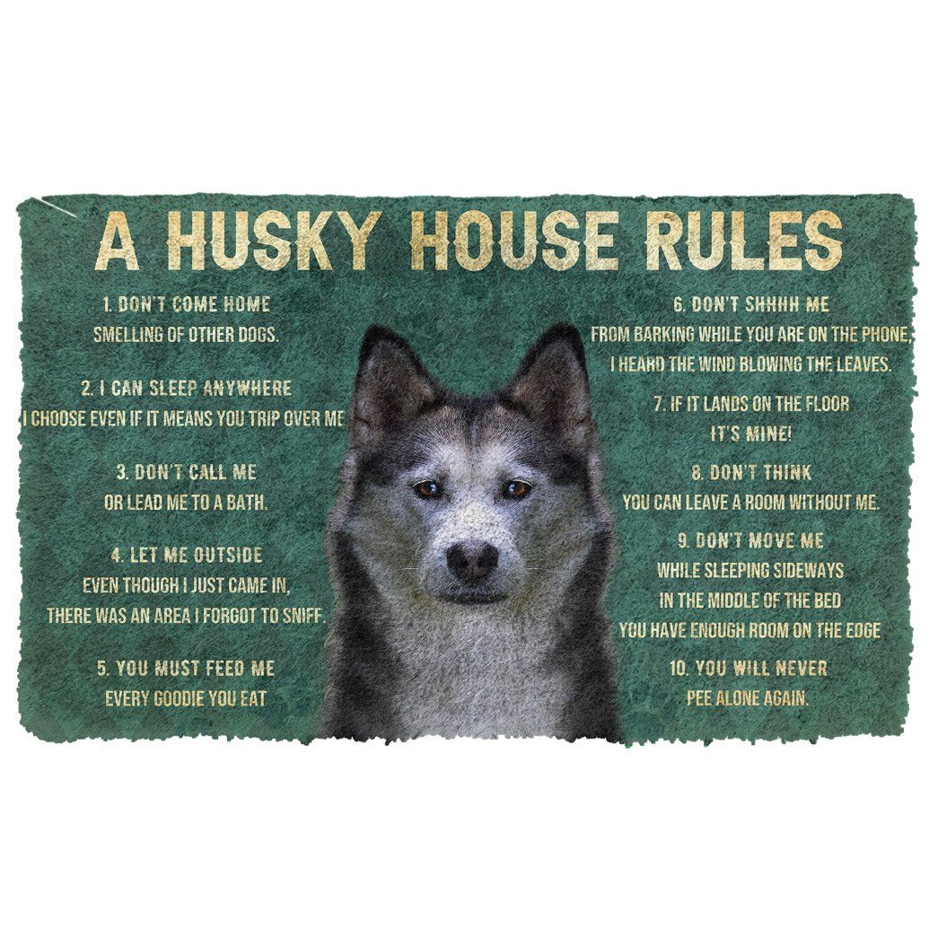 3D House Rules Husky Dog Doormat