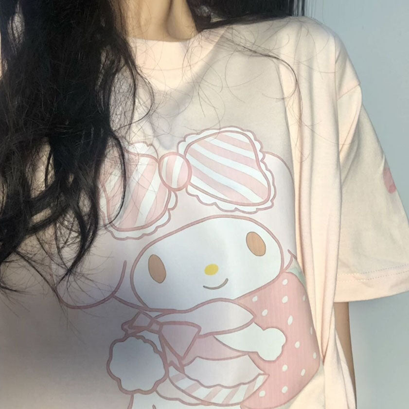 Cute Bunny T-Shirt With Donut Kawaii