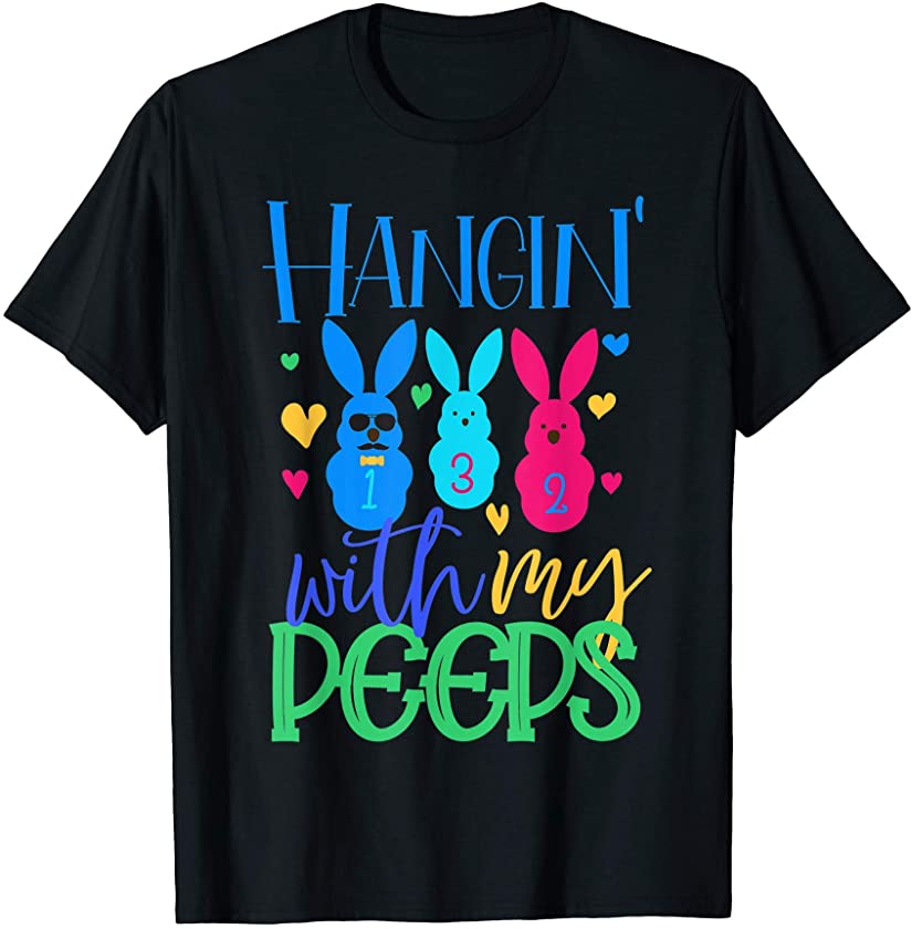 Dad Hangin With My Peeps Little Cute Bunny Easter Family T-Shirt