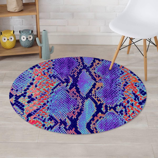 Colorful Snakeskin Print Round Rug