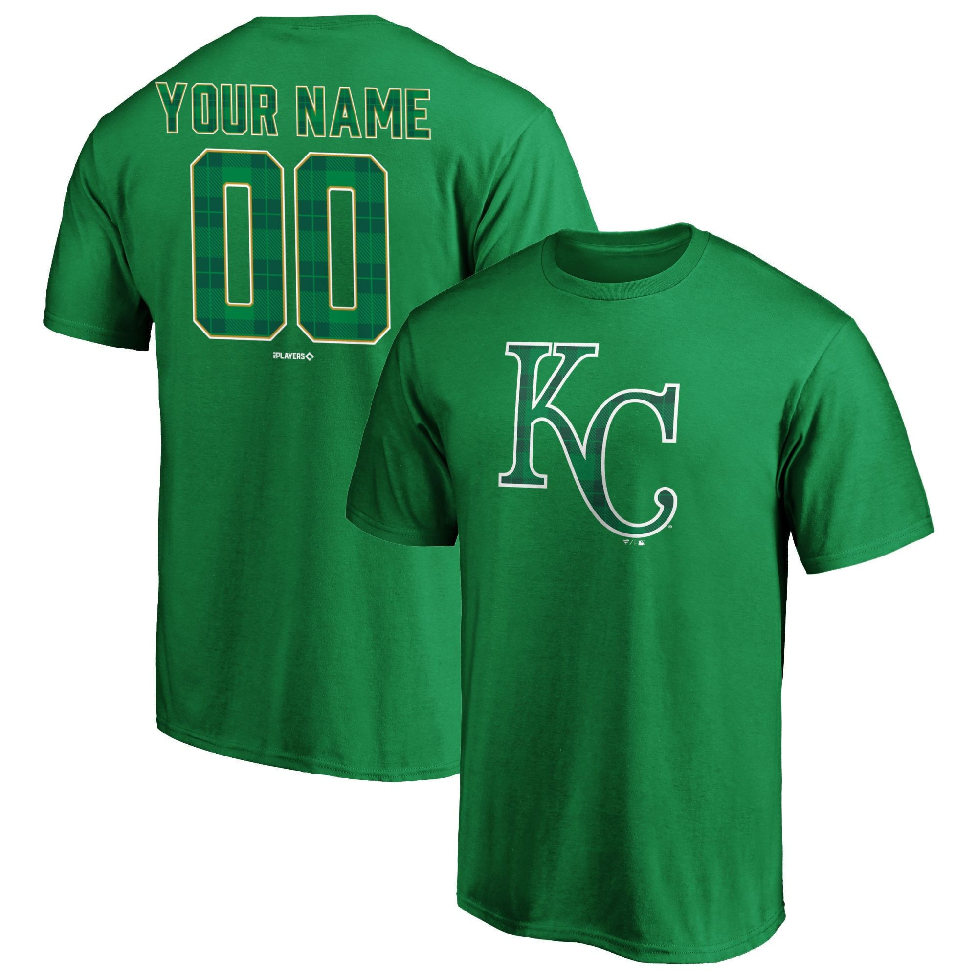 Men’S Kansas City Royals Fanatics Branded Green Emerald Plaid Personalized Name & Number T-Shirt