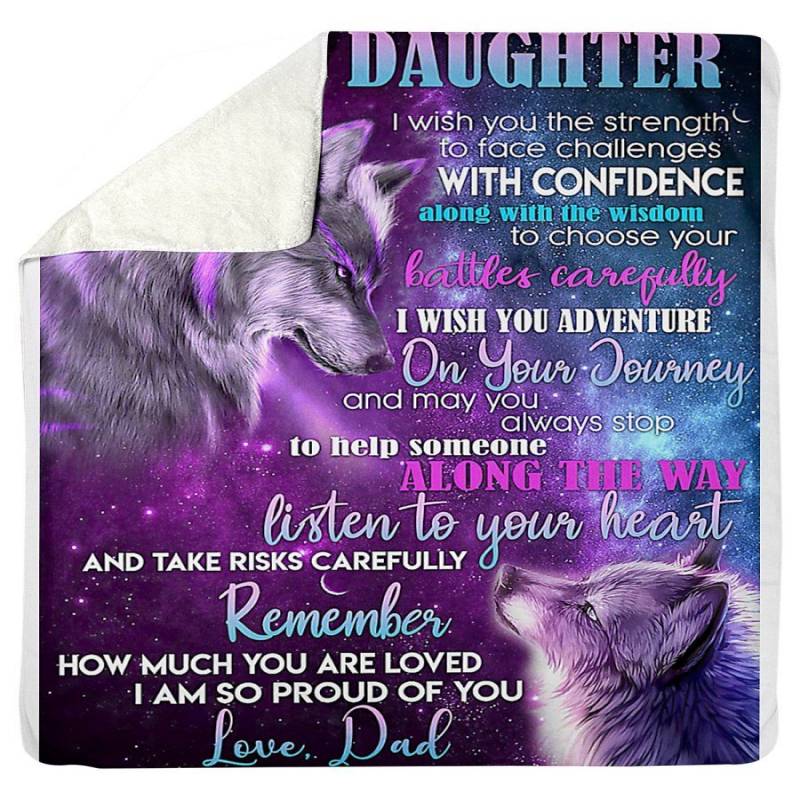 To My Daughter I Am So Proud Of You Gifts From Dad Sherpa Blanket