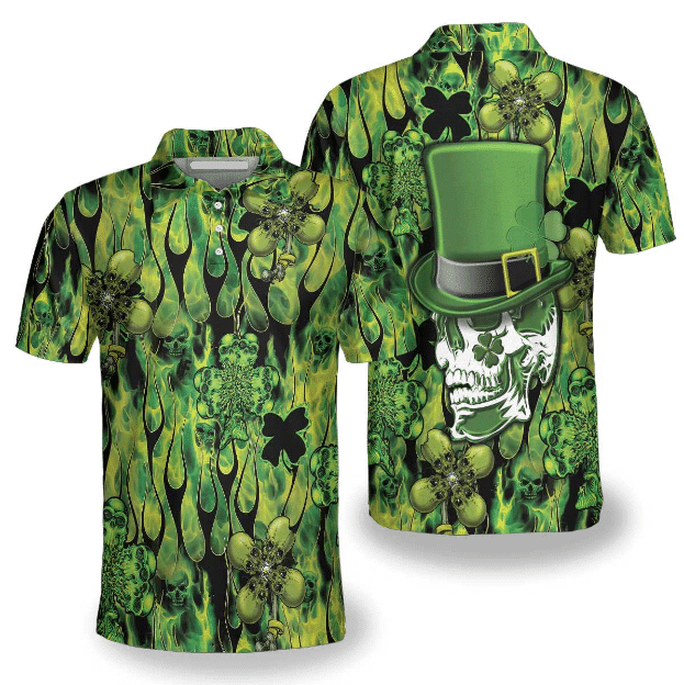 Irish Skull Saint Patricks Polo Shirt Qt303094La