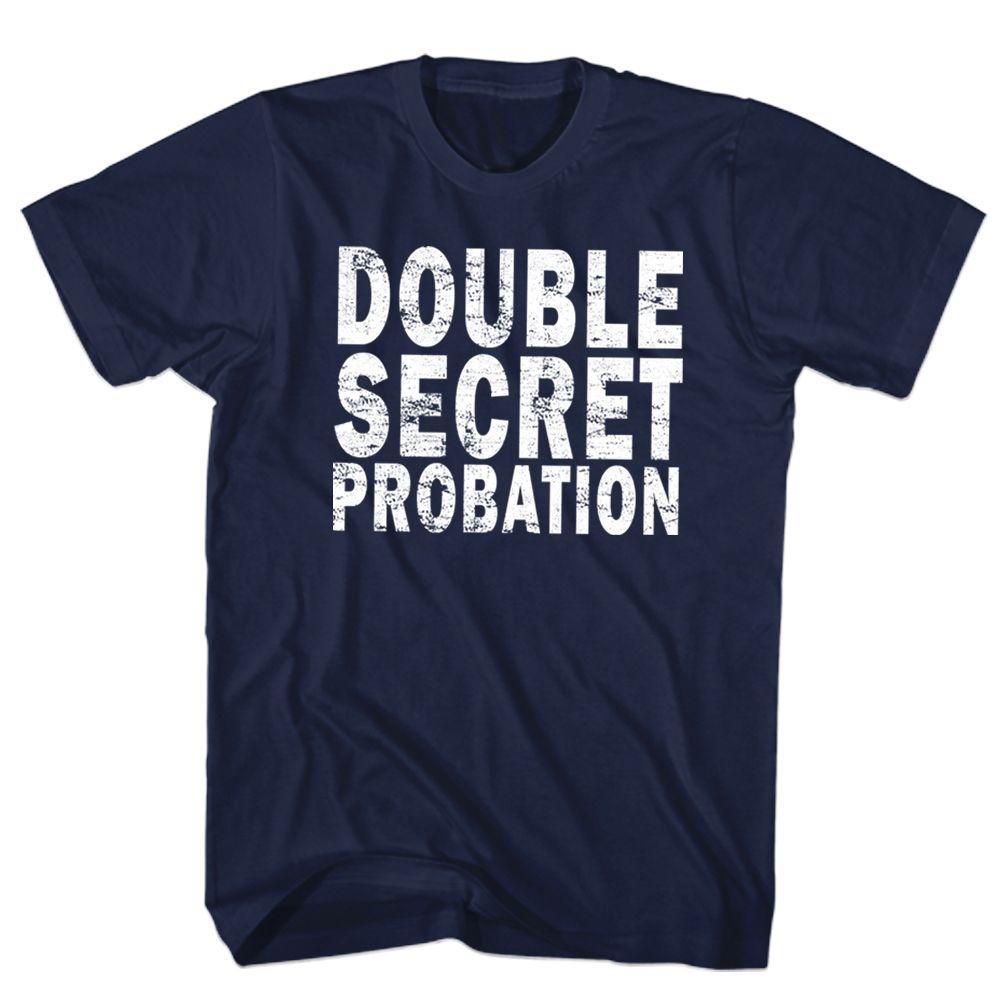 Animal House-Double Secret Probation-Navy Adult S/S Tshirt