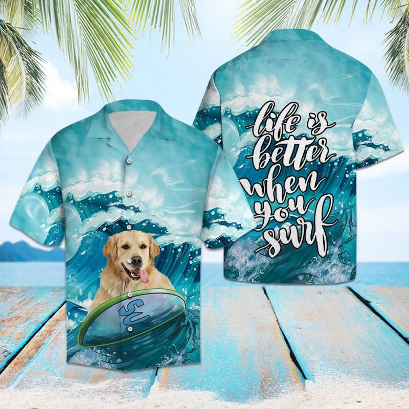 Golden Retriever Life Surf Hawaii Shirt Ha95440