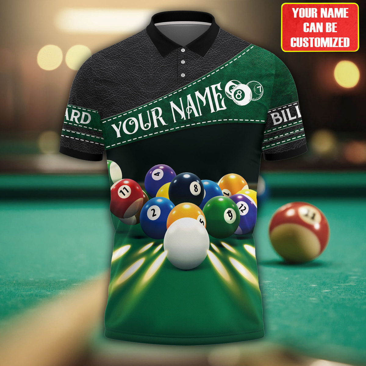 Custom Your Name Leather Billiard Polo Shirt, Best Personalized Billiard Shirt For Men Women