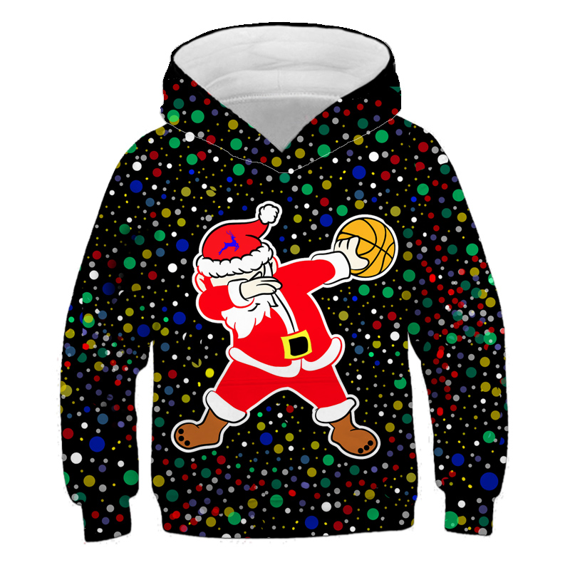 Children Cotton Hoodies Christmas Family Outfit Santa Claus 3D Printed Clothes Boys Hoodie Sweatshirts Kid Girl Sweater Fleece alx