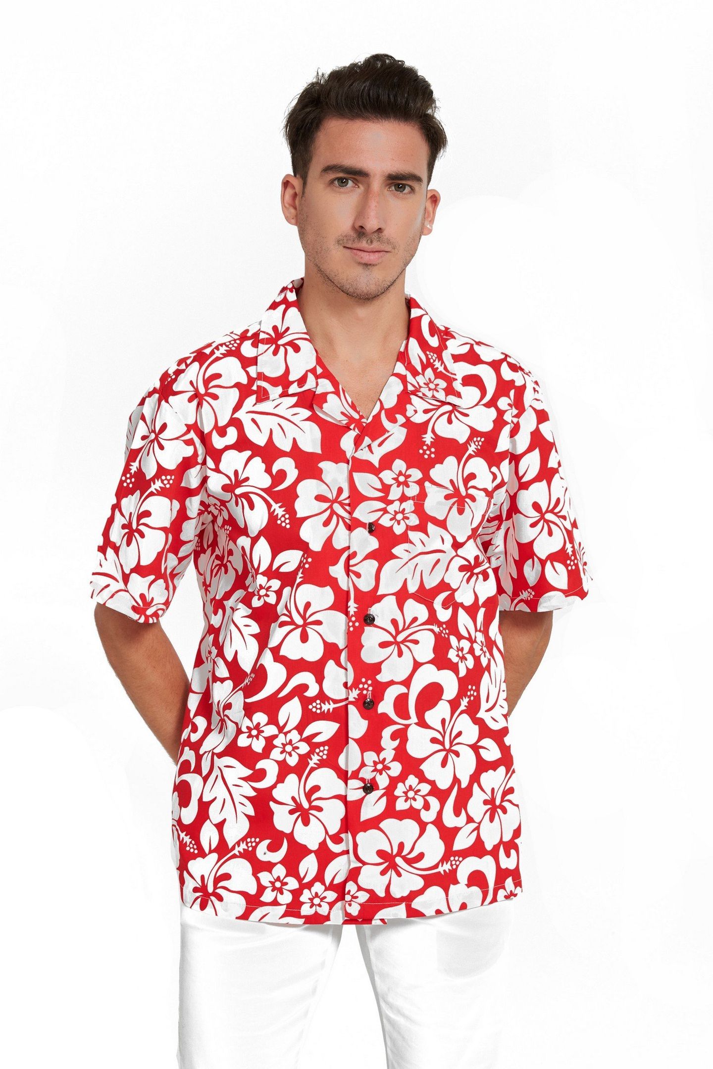 Flowers Red White Nice Design Hawaii Shirt Ha38697