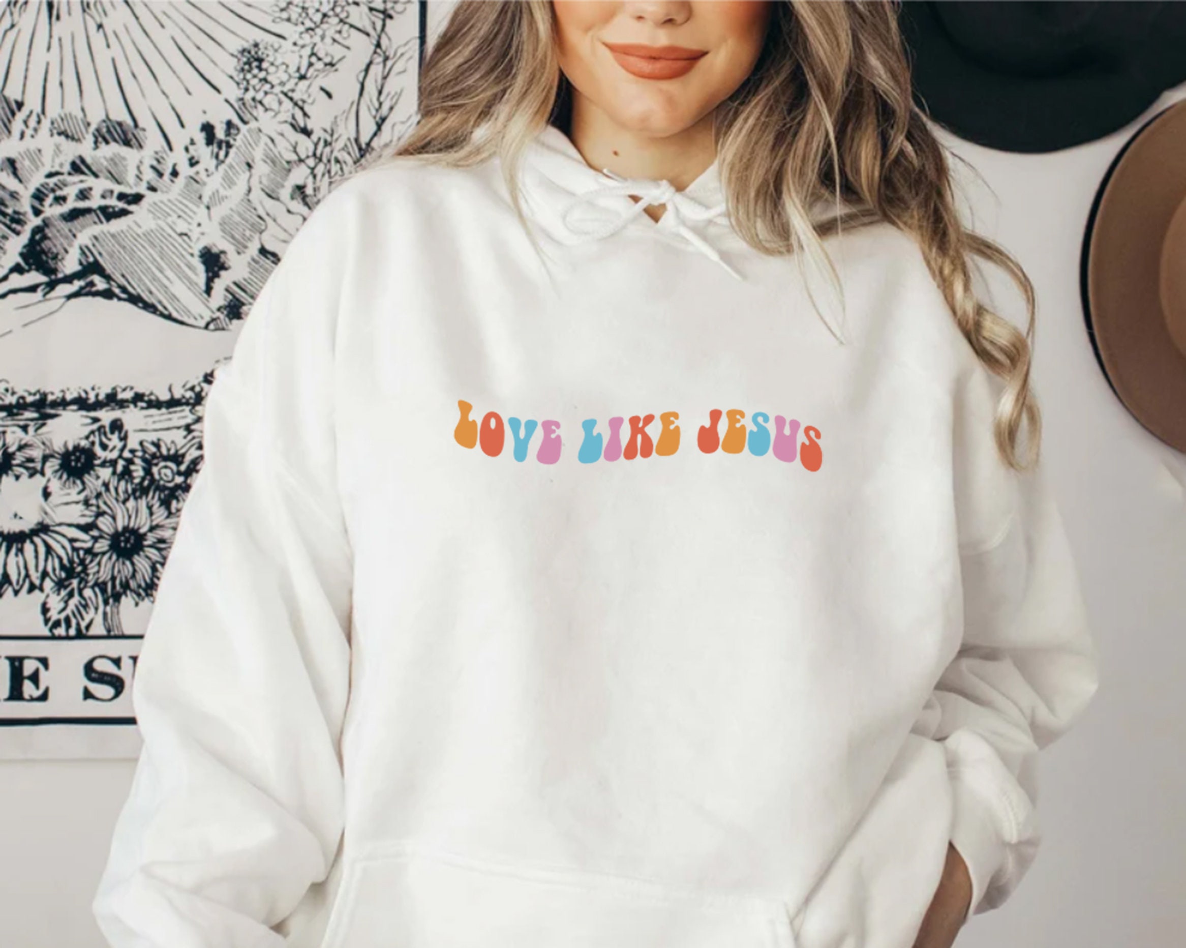 Love Like Jesus Sweatshirt, Preppy Hoodie, Christian Sweatshirt, Cozy Hoodie, Vintage Sweatshirt, Retro Hoodie