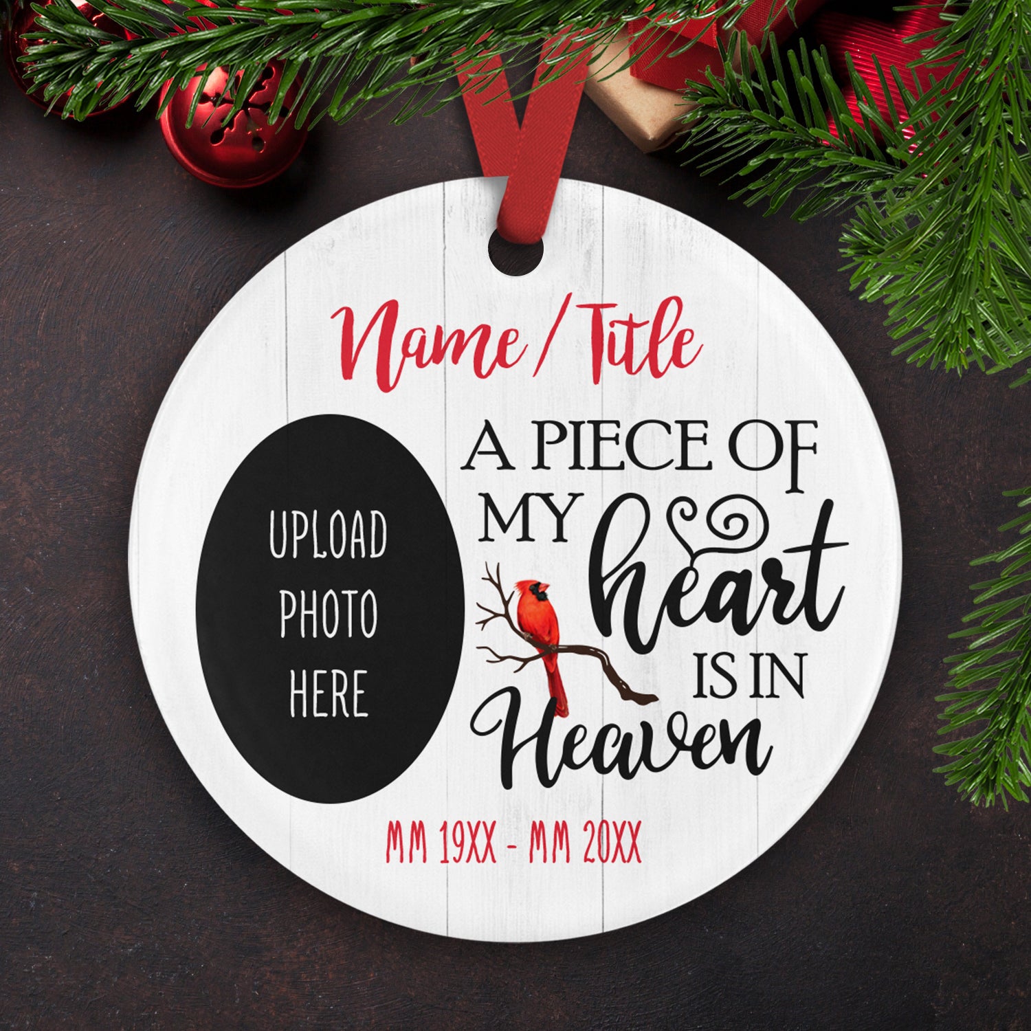 A Piece Of My Heart Is In Heaven – Personalized Ceramic Christmas Ornaments