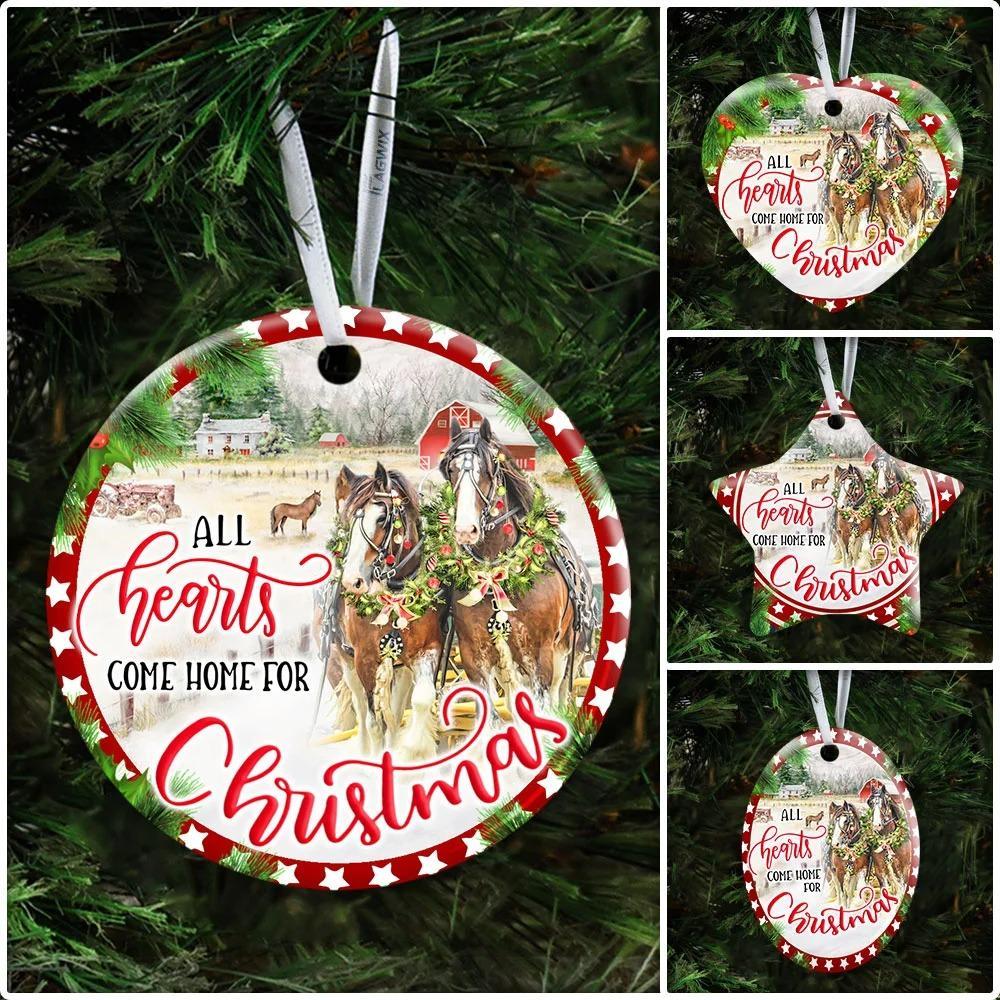 Horse All Hearts Come Home For Christmas Ceramic Ornament Christmas Home Decor