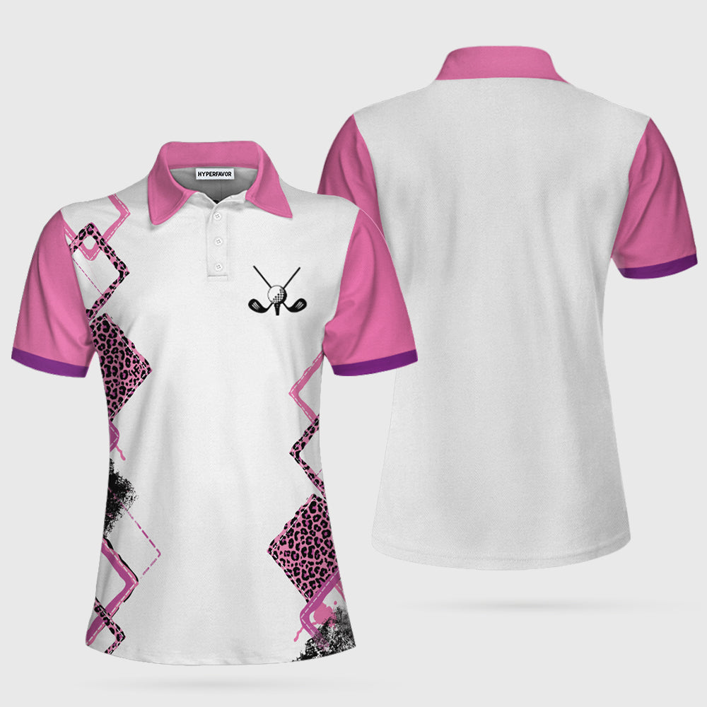 Classic Golf Lady White And Pink Golf Short Sleeve Women Polo Shirt, Golf Shirt For Girls Coolspod