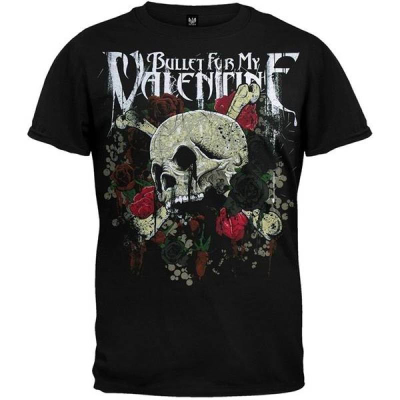 Bullet For My Valentine – Skull And Roses Mens T-Shirt In Black Brand Short Sleeve Printed T-Shirt