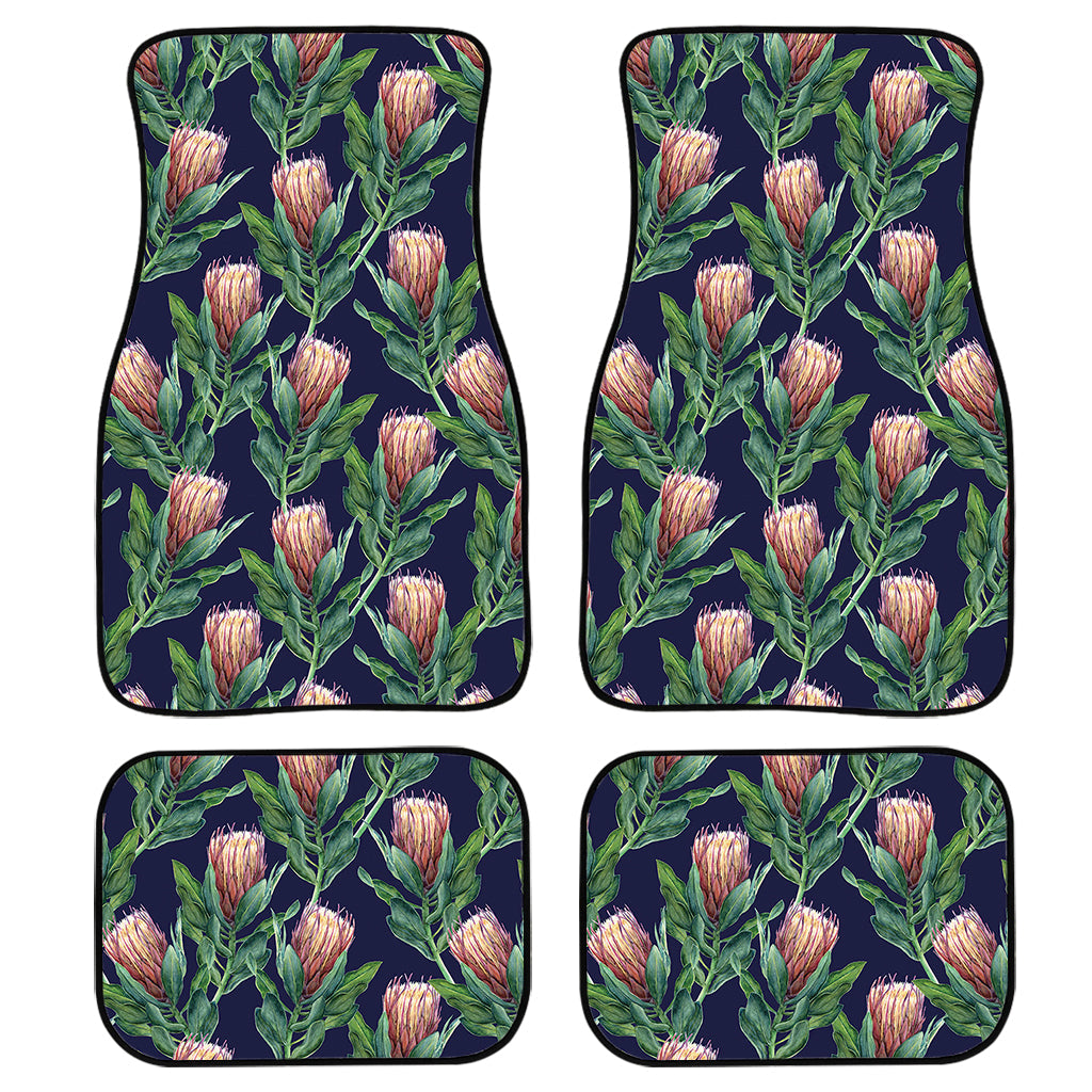 Watercolor Protea Pattern Print Front And Back Car Floor Mats, Front Car Mat