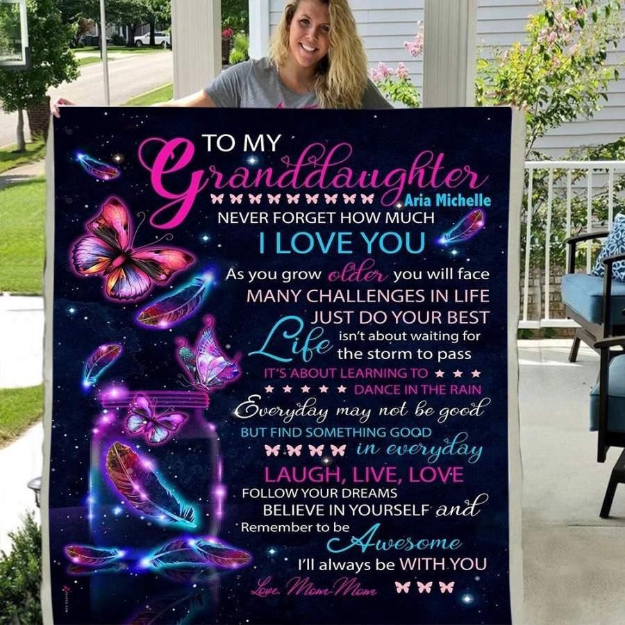 TO MY GRANDDAUGHTER ARIA MICHELLE NEVER FORGET HOW MUCH I LOVE YOU 3D Custom Fleece Photo Blanket Fan Romantic Gift For Lover Wife Kids