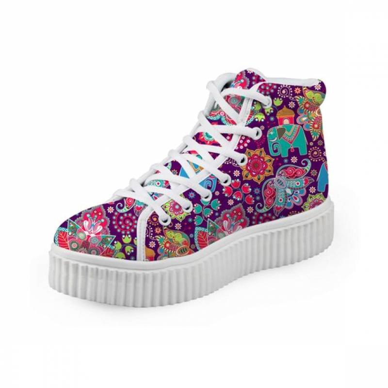 Height Increasing Women Flats Platform 3D Elephant Fashion High Top Shoes