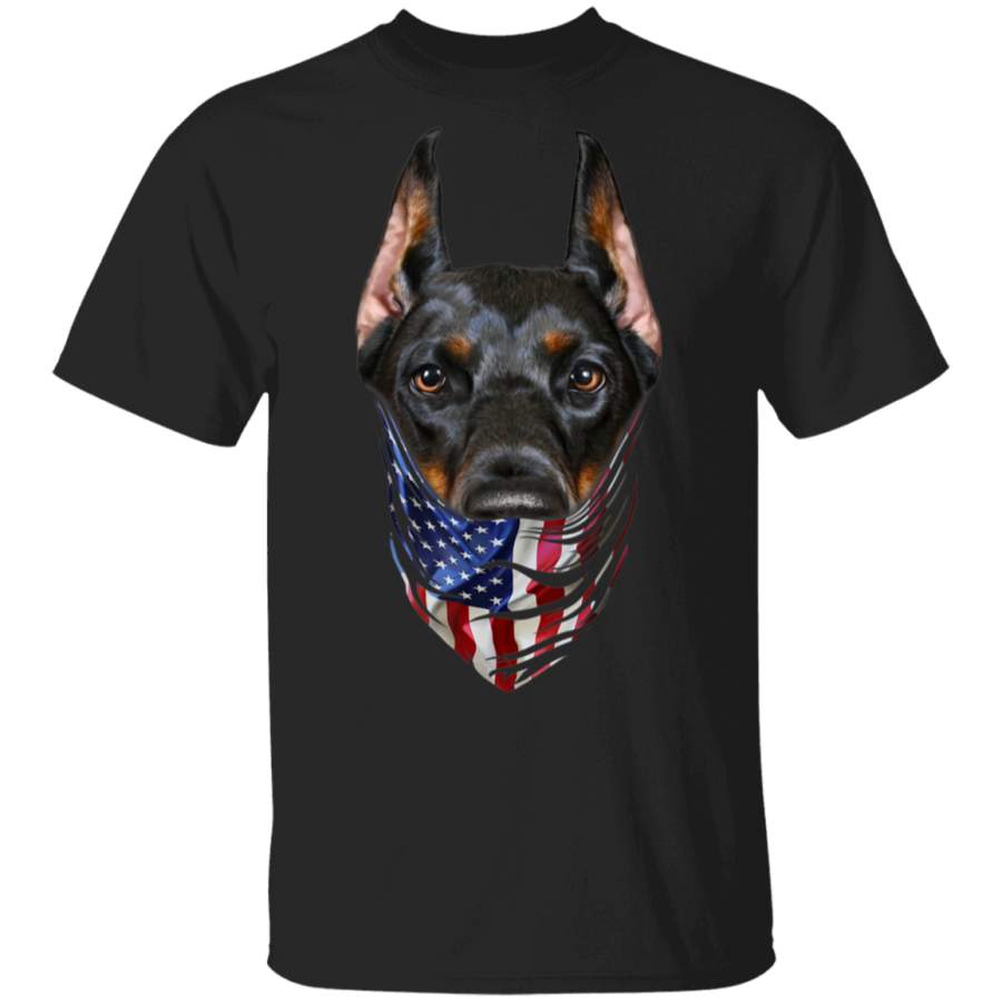 Patriotic Doberman in USA America Bandana Dog TShirt