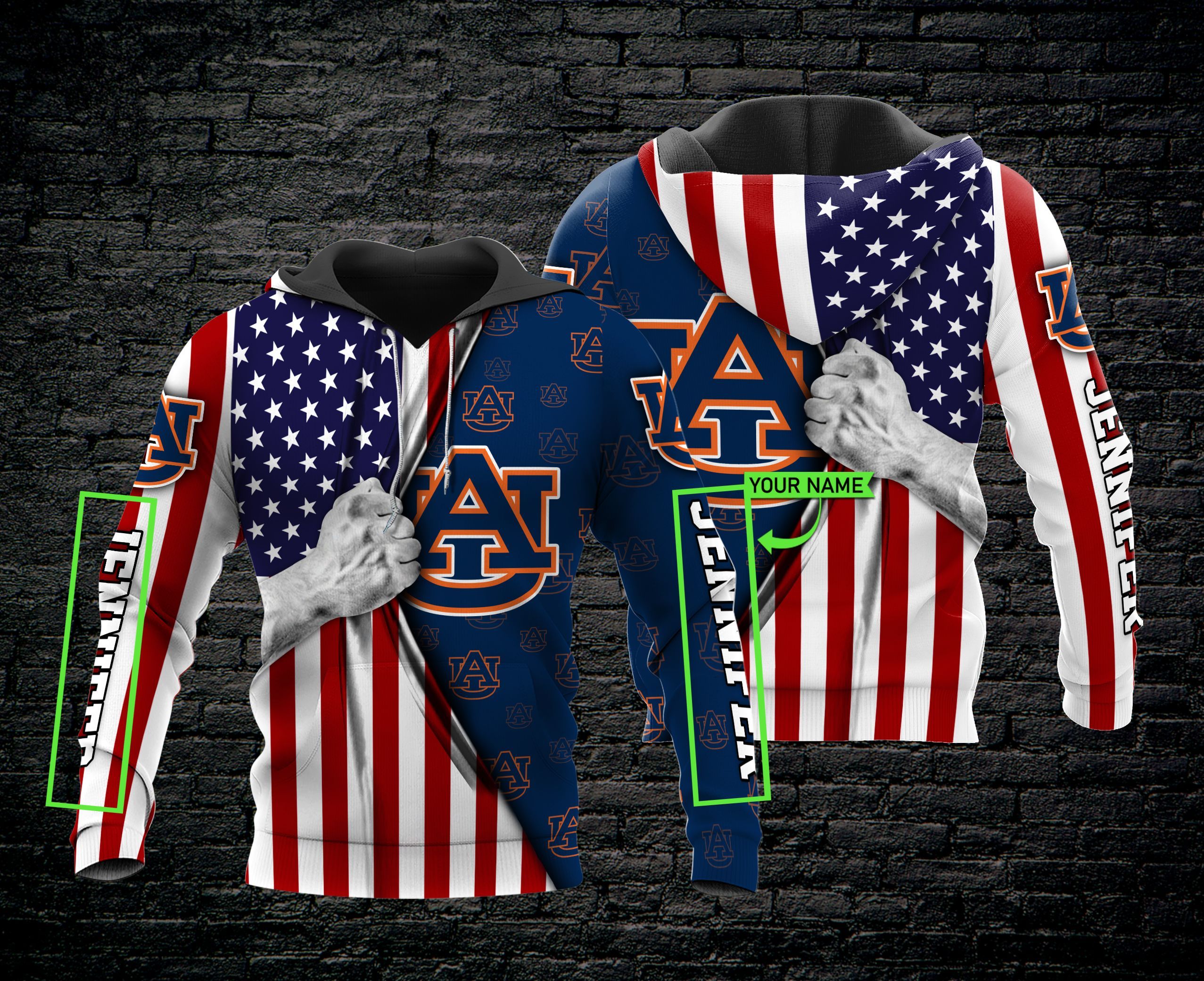 HO65 3D Hoodie Auburn Tigers