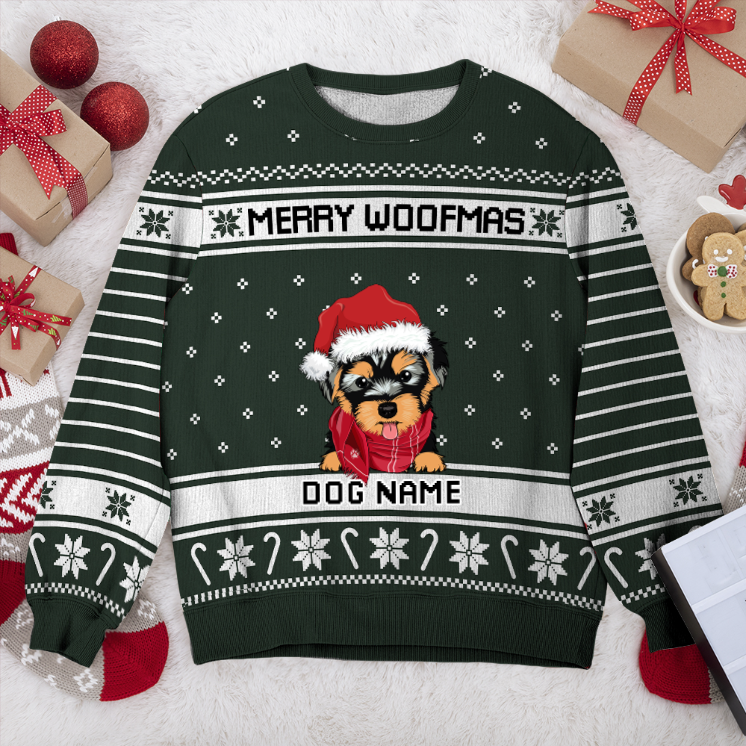 Yorkipoo Merry Woofmas Personalized Sweater, Dog Ugly Christmas Sweater