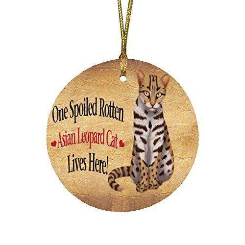 Asian Leopard Spoiled Rotten Cat Round Christmas Ornament