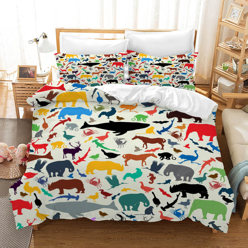 3D Animals Pattern Quilt Cover Set Bedding Set Pillowcases 219