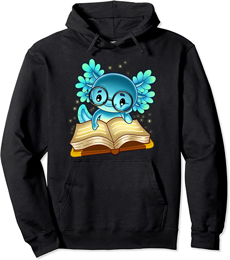 Axolotl Read Book Ambystoma Mexicanum Mexican Walking Fish Pullover Hoodie