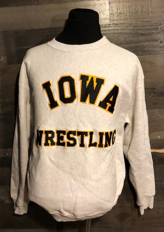 Vintage 80S University Of Iowa Hawkeyes Wrestling 1980S Gray Crewneck Shirt Vintage Iowa Hawkeyes Shirt 3 Shirt