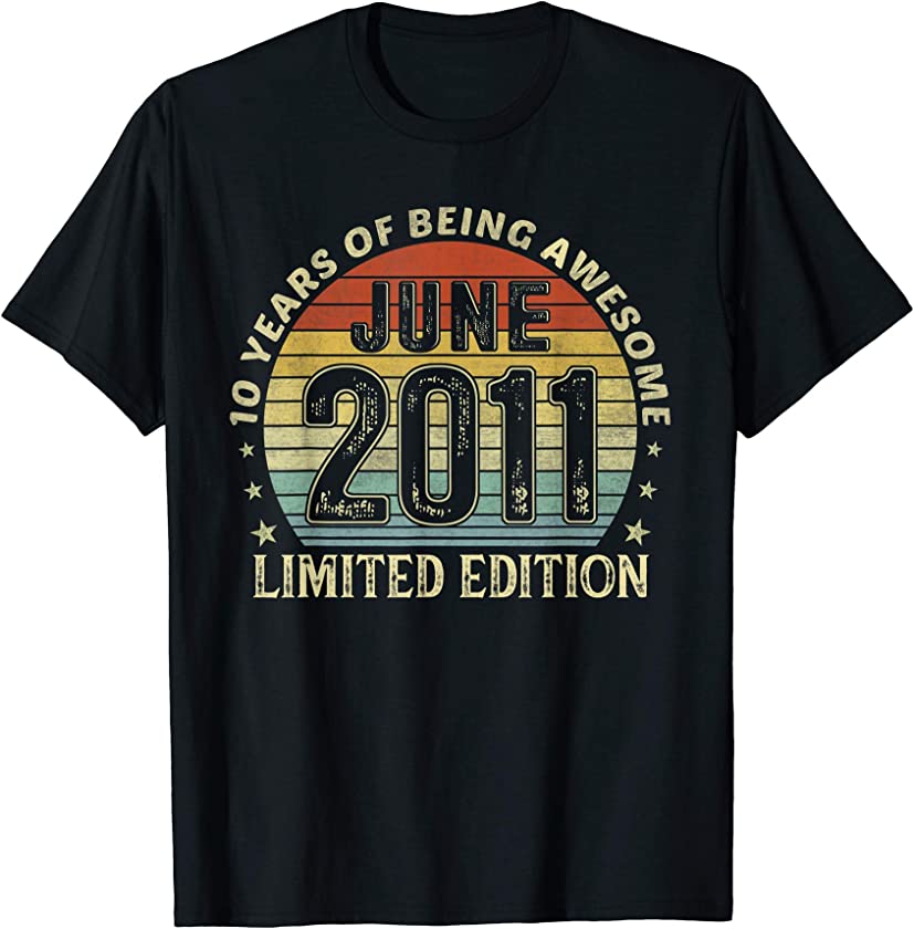 10 Year Old Vintage June 2011 Limited Edition 10th Birthday T-Shirt