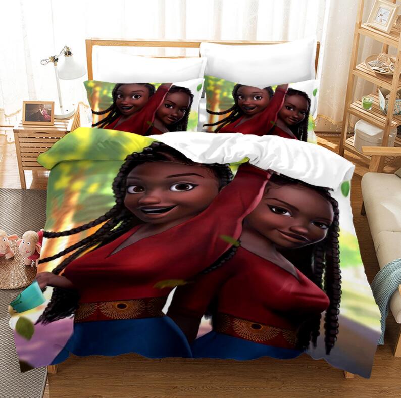 African 3D Print Bedding Set Cute Character Duvet Cover Set With Pillowcasee Twin Full Queen King Bedclothes 04