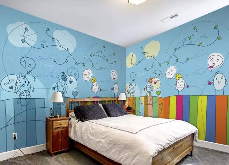 3D Cartoon Blue Sky Animal Wall Mural Wallpaper Lqh 553