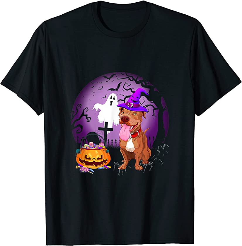 Pitbull Dog Candy Pumpkin Halloween Lover T-Shirt