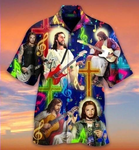 Buy Hawaii Aloha Shirts Gsus Jesus Plays Guitar Ha9875