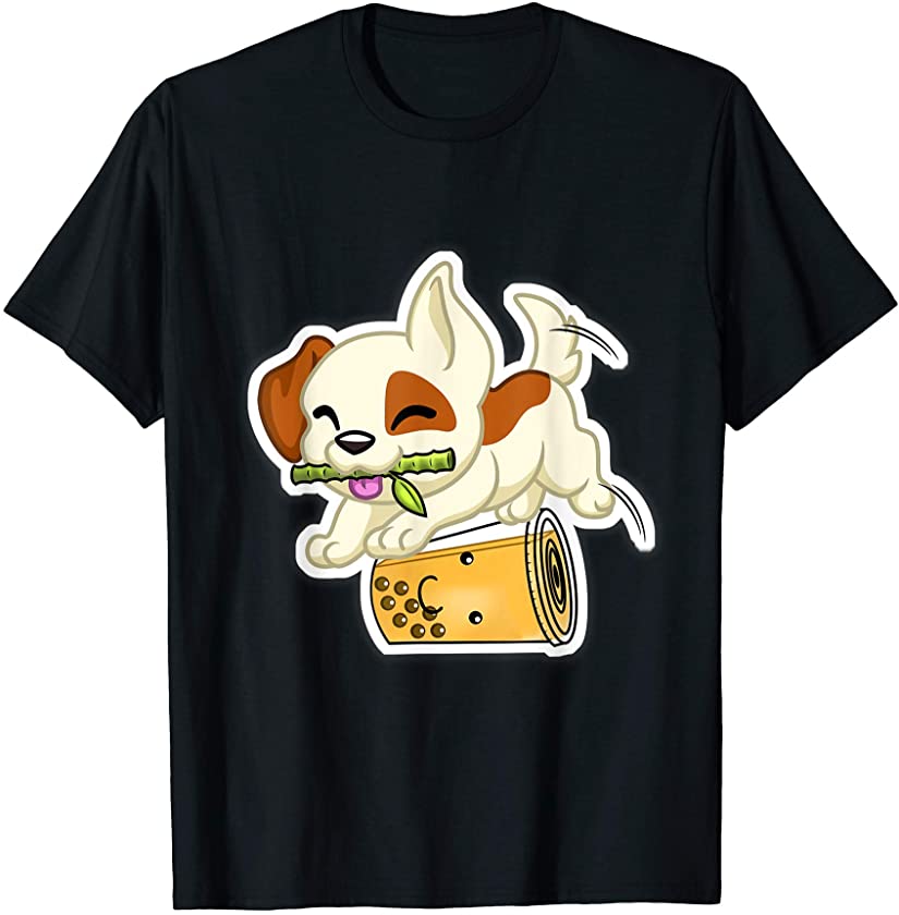 Year of the Dog Puppy Kawaii Bubble Boba Tea Chinese Zodiac T-Shirt