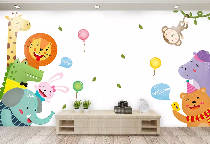 3D Cartoon Animal Child Kid Wall Mural Wallpaper 286