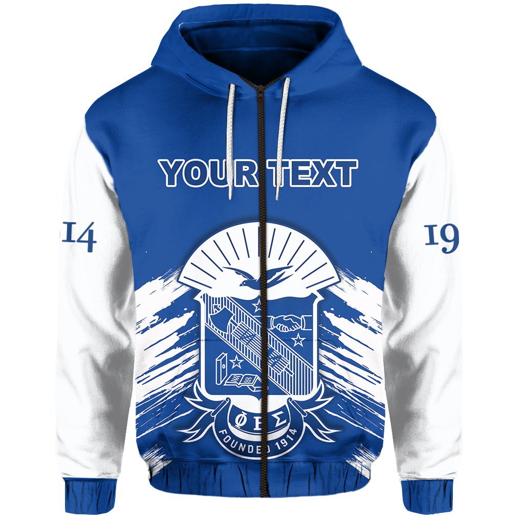 (Custom Personalised) Phi Beta Sigma Zip Hoodie Blue Gomab Lt13