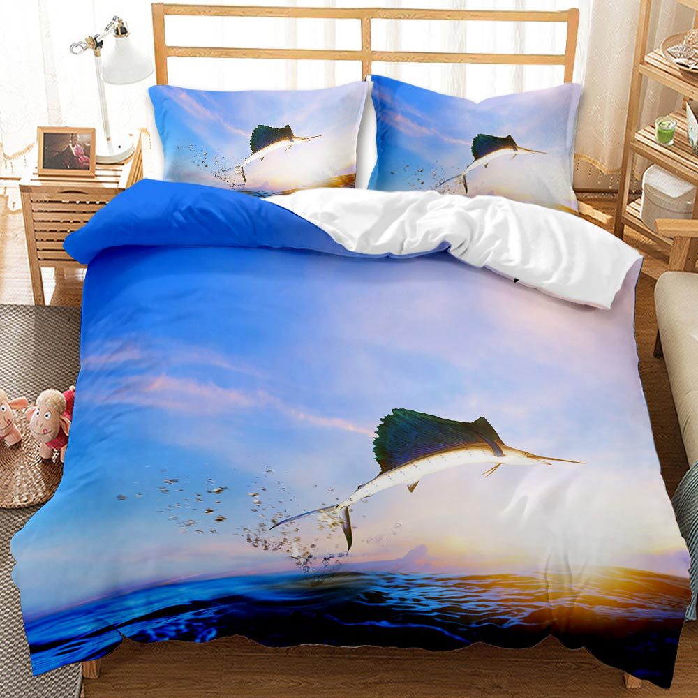 3D Marine Life Duvet Cover Sets Shark Cover Dolphin Bedding Set Queen King Size Cover Single Double Bedclothes