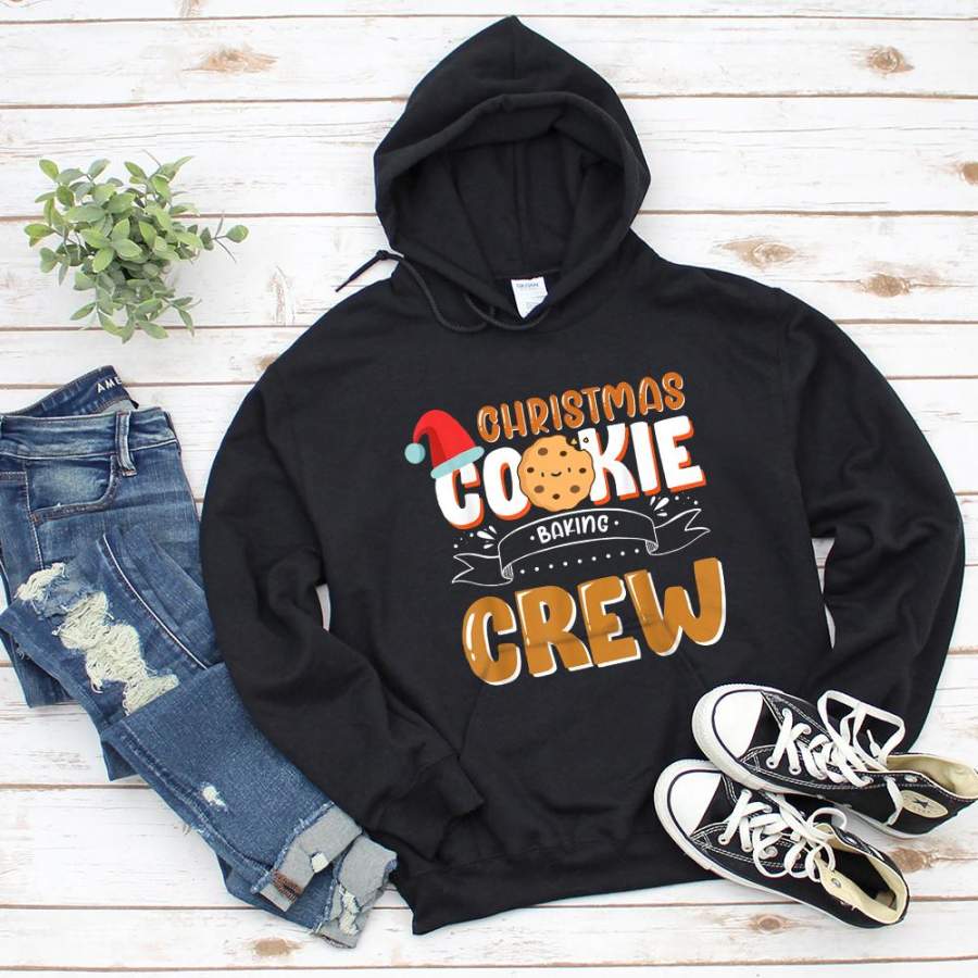 Baking cute gingerbread christmas cookie crew santa hat funny time black hoodie for men and women S-5XL