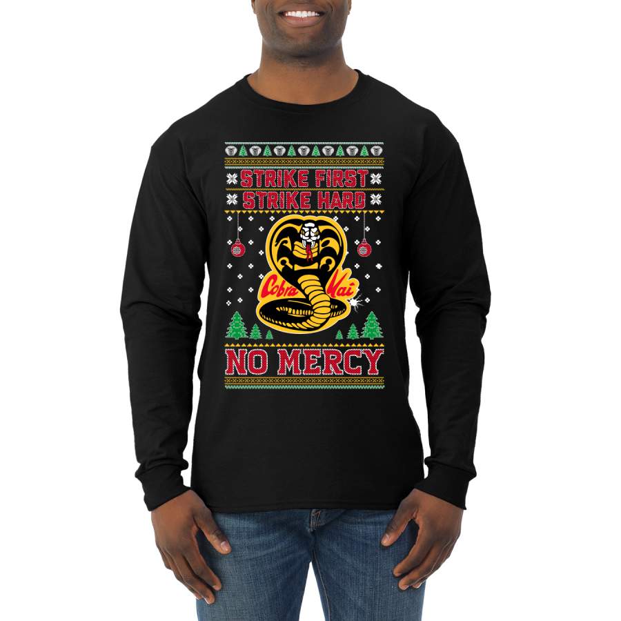 Strike First Strike Hard No Mercy Xmas Ugly Christmas Sweater Mens Long Sleeve Shirt