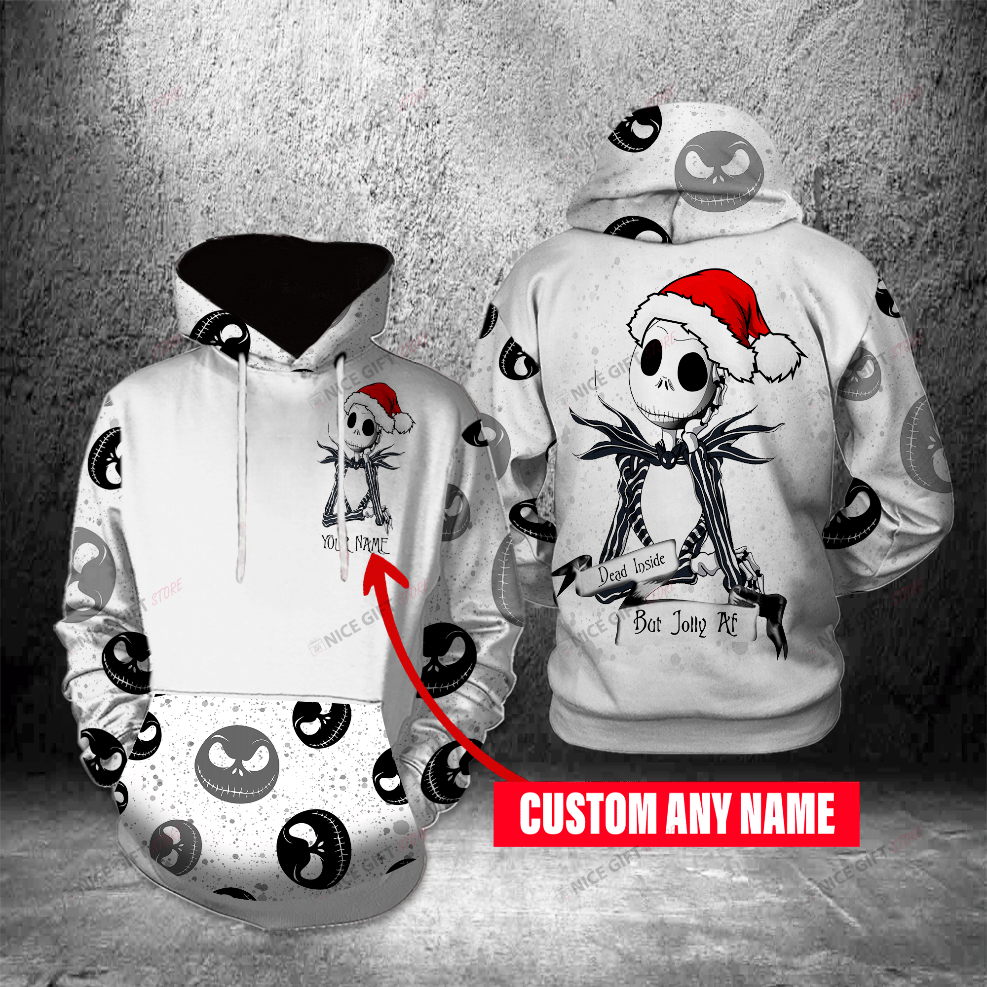 Dead Inside But Jolly Af Custom Name Hoodie 3D 3Ho-O0T7