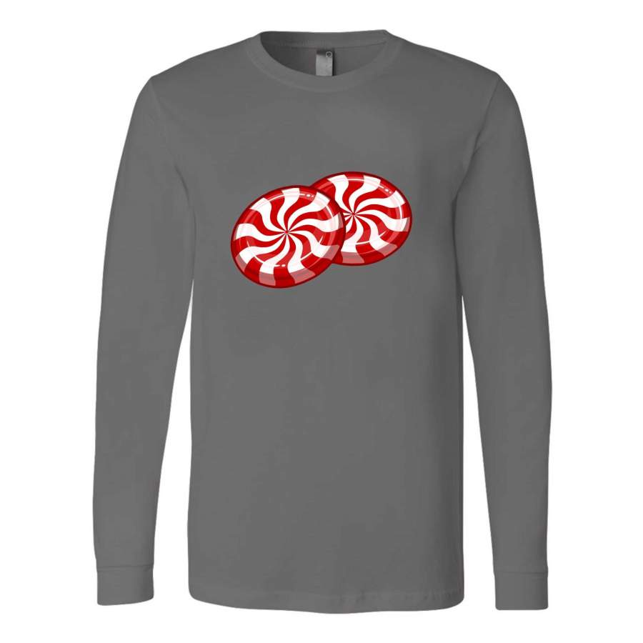 Peppermint Candy Jack Red White Stripes Mint Cane Rock Graphic Long Sleeve T-Shirt