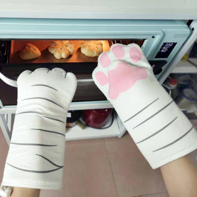 3D Cartoon Animal Cat Paws Oven Mitts