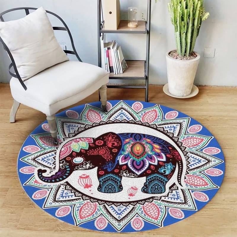 Yoga Elephant Mandala TB160996 Round Rug