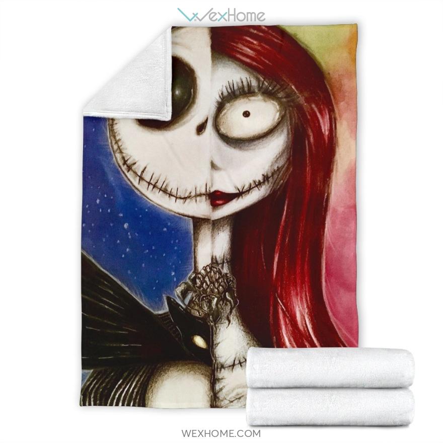 Jack Skellington And Sally Face Premium Blanket