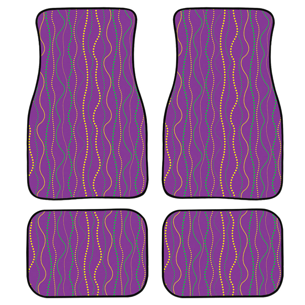 Mardi Gras Dot Pattern Print Front And Back Car Floor Mats, Front Car Mat