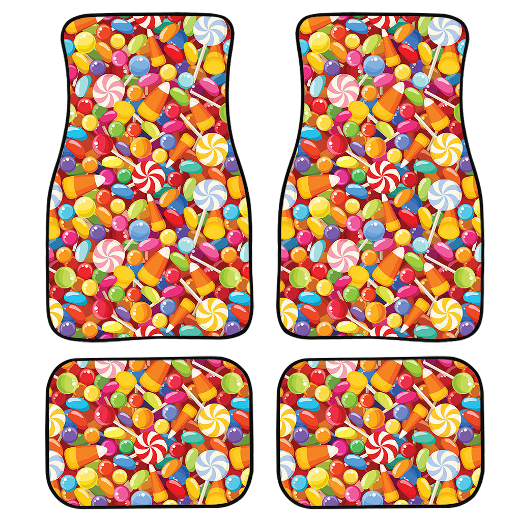 Colorful Candy Pattern Print Front And Back Car Floor Mats, Front Car Mat