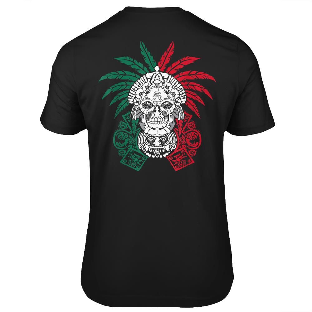 Aztec Warrior Skull – Mexican Ancestors – Mexico Roots T-shirt- Print on back