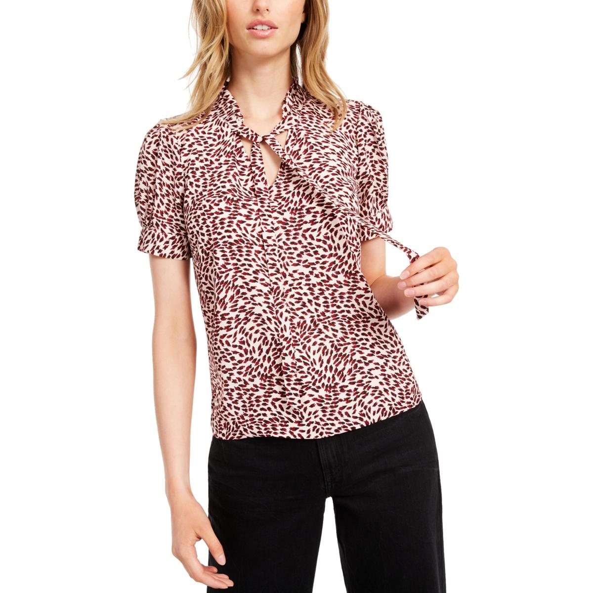 Womens Leopard V-Neck Blouse